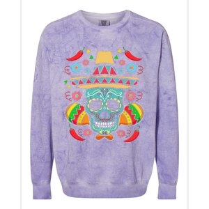 Mexican Skull Mariachi Pepper Fiesta Cinco De Mayo Colorblast Crewneck Sweatshirt