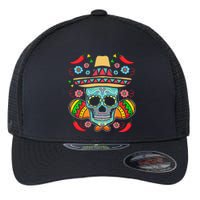 Mexican Skull Mariachi Pepper Fiesta Cinco De Mayo Flexfit Unipanel Trucker Cap