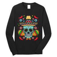 Mexican Skull Mariachi Pepper Fiesta Cinco De Mayo Long Sleeve Shirt