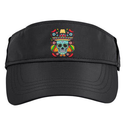 Mexican Skull Mariachi Pepper Fiesta Cinco De Mayo Adult Drive Performance Visor