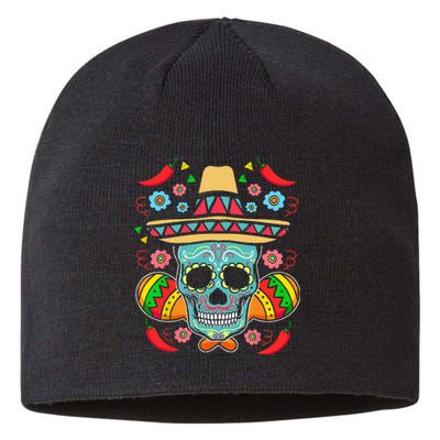 Mexican Skull Mariachi Pepper Fiesta Cinco De Mayo Sustainable Beanie