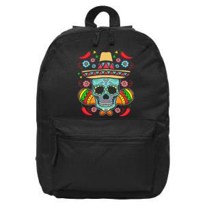 Mexican Skull Mariachi Pepper Fiesta Cinco De Mayo 16 in Basic Backpack