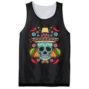 Mexican Skull Mariachi Pepper Fiesta Cinco De Mayo Mesh Reversible Basketball Jersey Tank