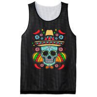 Mexican Skull Mariachi Pepper Fiesta Cinco De Mayo Mesh Reversible Basketball Jersey Tank