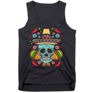 Mexican Skull Mariachi Pepper Fiesta Cinco De Mayo Tank Top