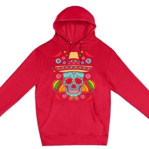 Mexican Skull Mariachi Pepper Fiesta Cinco De Mayo Premium Pullover Hoodie