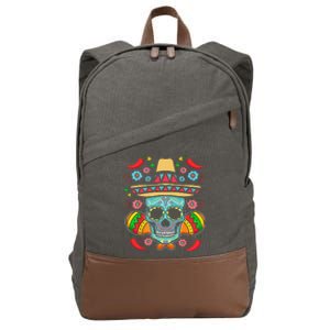 Mexican Skull Mariachi Pepper Fiesta Cinco De Mayo Cotton Canvas Backpack