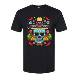 Mexican Skull Mariachi Pepper Fiesta Cinco De Mayo Softstyle CVC T-Shirt