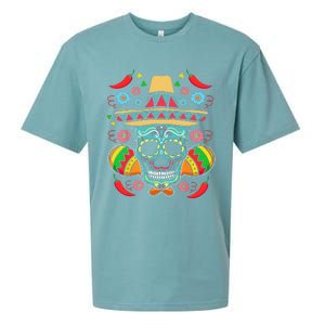 Mexican Skull Mariachi Pepper Fiesta Cinco De Mayo Sueded Cloud Jersey T-Shirt