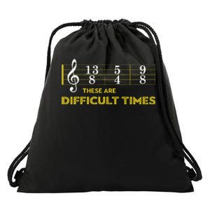 Musician Sheet Music These Are Difficult Times Drawstring Bag