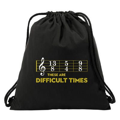 Musician Sheet Music These Are Difficult Times Drawstring Bag