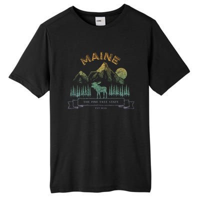 Maine State Moose Lovers Trees Vintagelook Souvenir Graphic Gift Tall Fusion ChromaSoft Performance T-Shirt