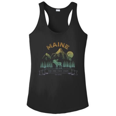 Maine State Moose Lovers Trees Vintagelook Souvenir Graphic Gift Ladies PosiCharge Competitor Racerback Tank