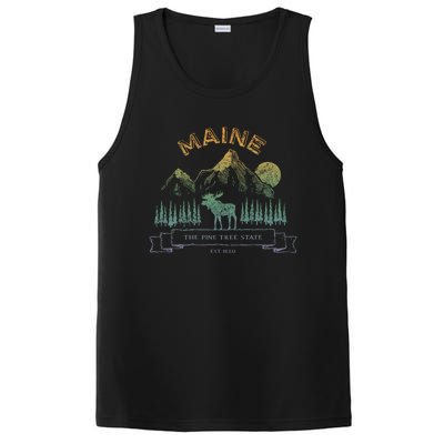 Maine State Moose Lovers Trees Vintagelook Souvenir Graphic Gift PosiCharge Competitor Tank