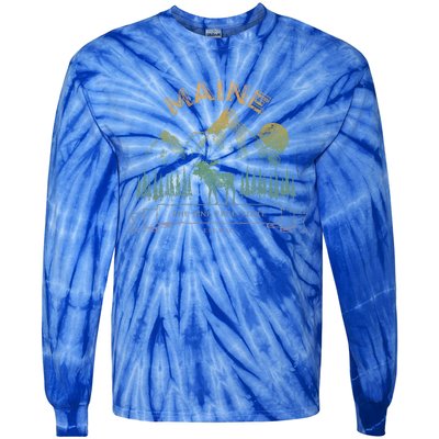 Maine State Moose Lovers Trees Vintagelook Souvenir Graphic Gift Tie-Dye Long Sleeve Shirt