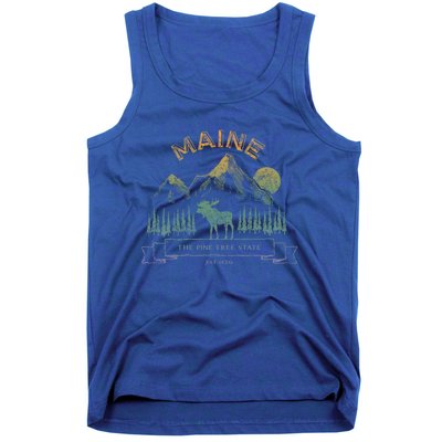 Maine State Moose Lovers Trees Vintagelook Souvenir Graphic Gift Tank Top