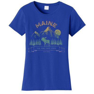 Maine State Moose Lovers Trees Vintagelook Souvenir Graphic Gift Women's T-Shirt