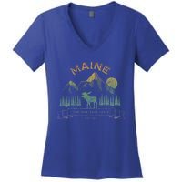 Maine State Moose Lovers Trees Vintagelook Souvenir Graphic Gift Women's V-Neck T-Shirt