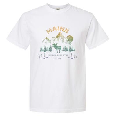 Maine State Moose Lovers Trees Vintagelook Souvenir Graphic Gift Garment-Dyed Heavyweight T-Shirt