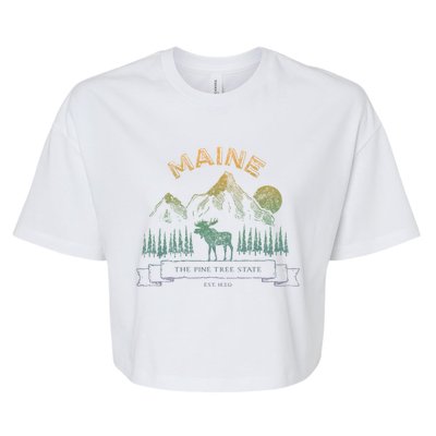 Maine State Moose Lovers Trees Vintagelook Souvenir Graphic Gift Bella+Canvas Jersey Crop Tee