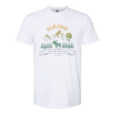 Maine State Moose Lovers Trees Vintagelook Souvenir Graphic Gift Softstyle CVC T-Shirt