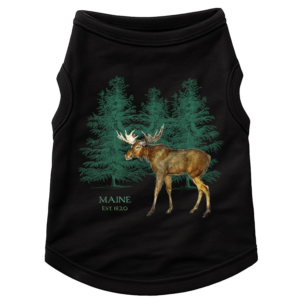 Maine State Moose Lovers Trees Vintagelook Souvenir Gift Doggie Tank
