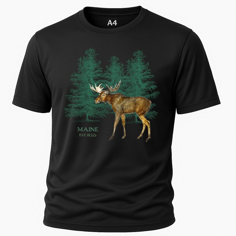 Maine State Moose Lovers Trees Vintagelook Souvenir Gift Cooling Performance Crew T-Shirt