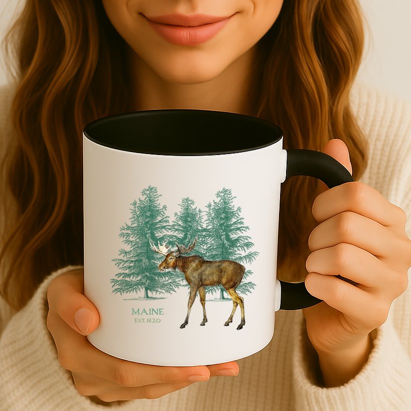 Maine State Moose Lovers Trees Vintagelook Souvenir Gift Mug