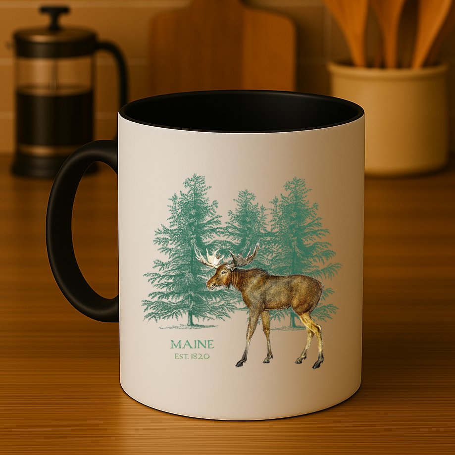 Maine State Moose Lovers Trees Vintagelook Souvenir Gift Mug