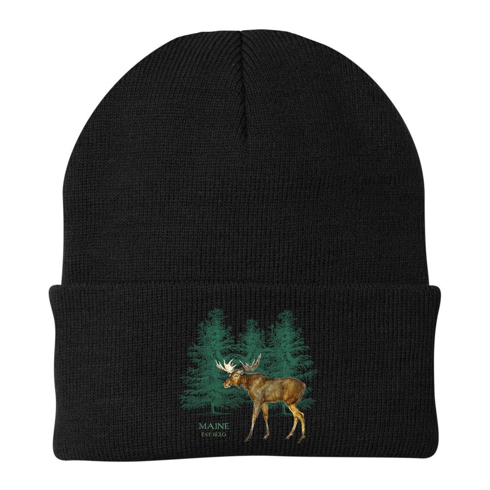Maine State Moose Lovers Trees Vintagelook Souvenir Gift Beanie