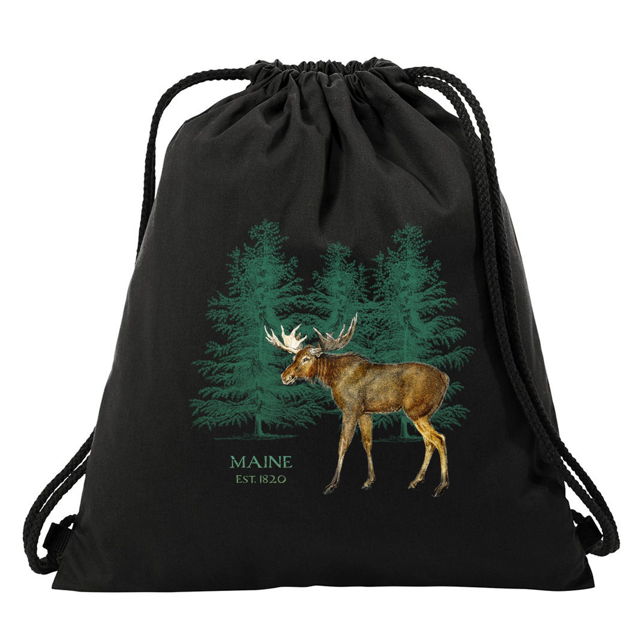 Maine State Moose Lovers Trees Vintagelook Souvenir Gift Drawstring Bag