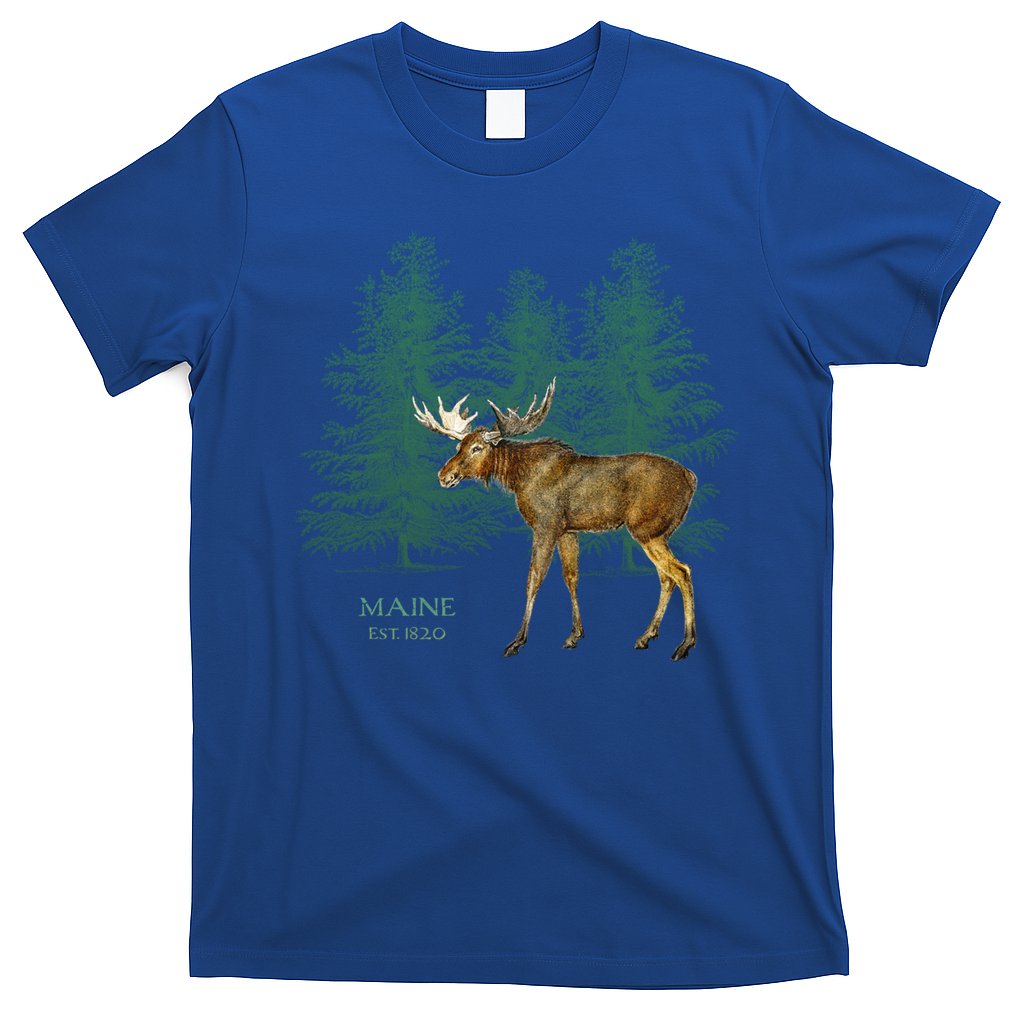 Maine State Moose Lovers Trees Vintagelook Souvenir Gift T-Shirt