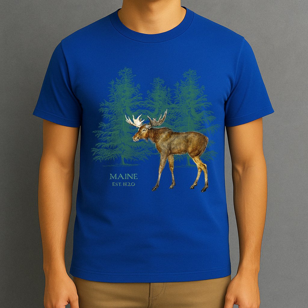 Maine State Moose Lovers Trees Vintagelook Souvenir Gift T-Shirt