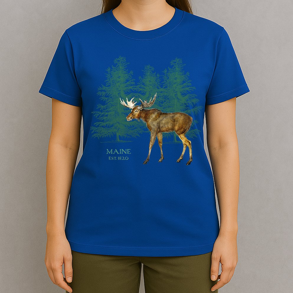 Maine State Moose Lovers Trees Vintagelook Souvenir Gift T-Shirt