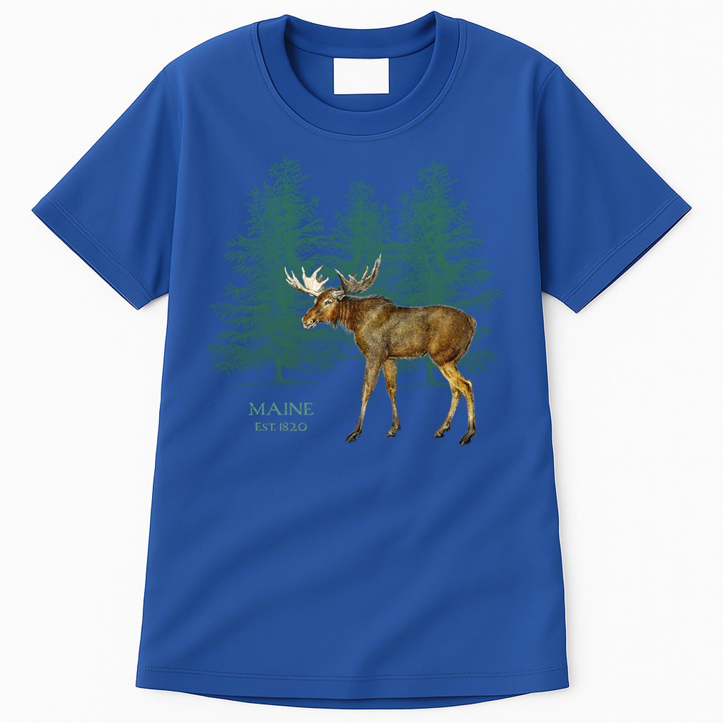 Maine State Moose Lovers Trees Vintagelook Souvenir Gift Tall T-Shirt