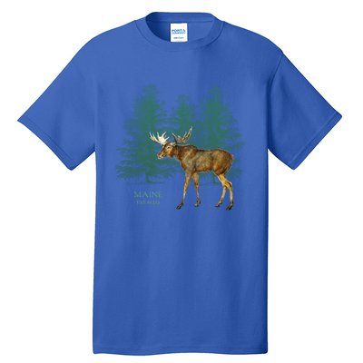 Maine State Moose Lovers Trees Vintagelook Souvenir Gift Tall T-Shirt