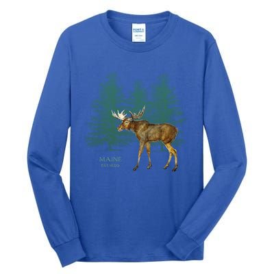 Maine State Moose Lovers Trees Vintagelook Souvenir Gift Tall Long Sleeve T-Shirt