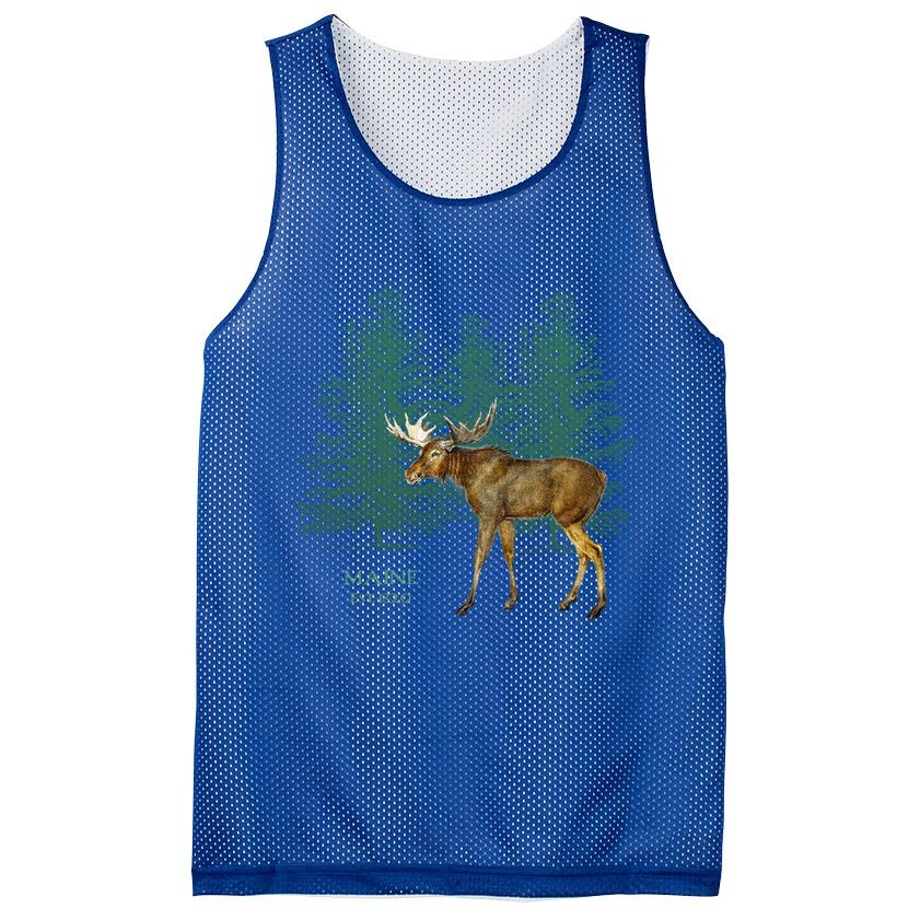 Maine State Moose Lovers Trees Vintagelook Souvenir Gift Mesh Reversible Basketball Jersey Tank