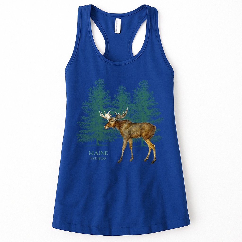 Maine State Moose Lovers Trees Vintagelook Souvenir Gift Womens Tank Top