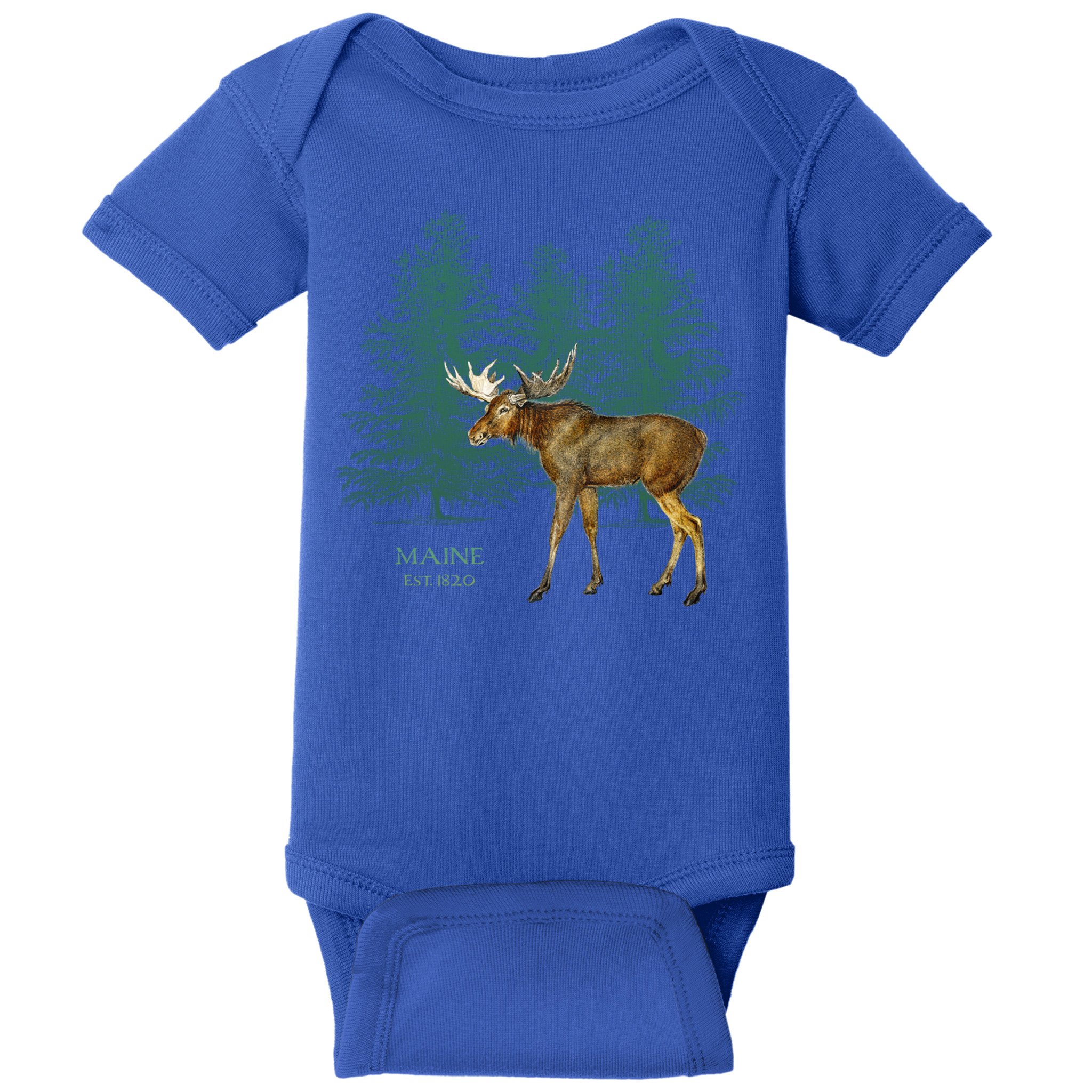 Maine State Moose Lovers Trees Vintagelook Souvenir Gift Baby Bodysuit