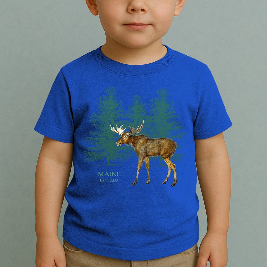 Maine State Moose Lovers Trees Vintagelook Souvenir Gift Toddler T-Shirt