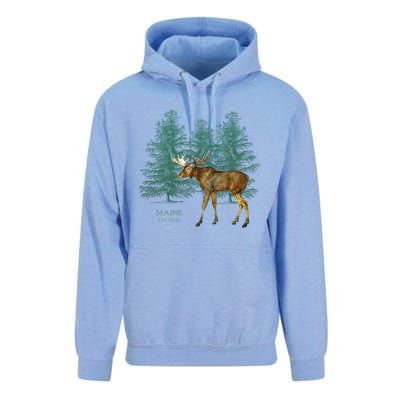 Maine State Moose Lovers Trees Vintagelook Souvenir Gift Unisex Surf Hoodie