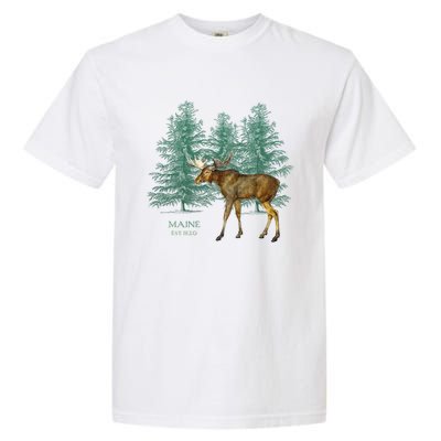 Maine State Moose Lovers Trees Vintagelook Souvenir Gift Garment-Dyed Heavyweight T-Shirt