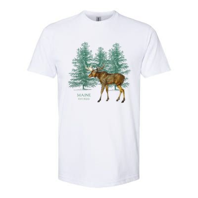 Maine State Moose Lovers Trees Vintagelook Souvenir Gift Softstyle CVC T-Shirt