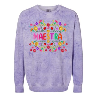 Maestra Spanish Mexican Teacher Mexico Colorblast Crewneck Sweatshirt