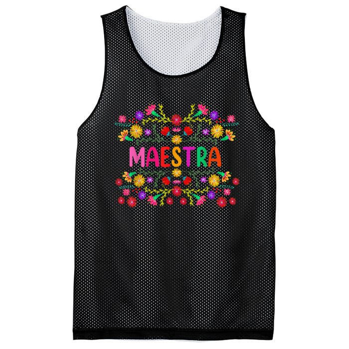 Maestra Spanish Mexican Teacher Mexico Mesh Reversible Basketball Jersey Tank