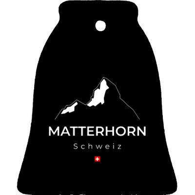 Matterhorn Switzerland Mountains Rockclimbing Hiking Ceramic Bell Ornament