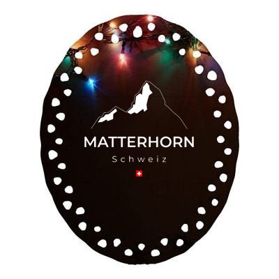 Matterhorn Switzerland Mountains Rockclimbing Hiking Ceramic Oval Ornament