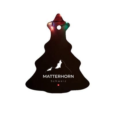 Matterhorn Switzerland Mountains Rockclimbing Hiking Ceramic Tree Ornament