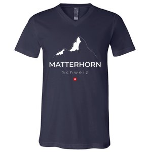 Matterhorn Switzerland Mountains Rockclimbing Hiking V-Neck T-Shirt